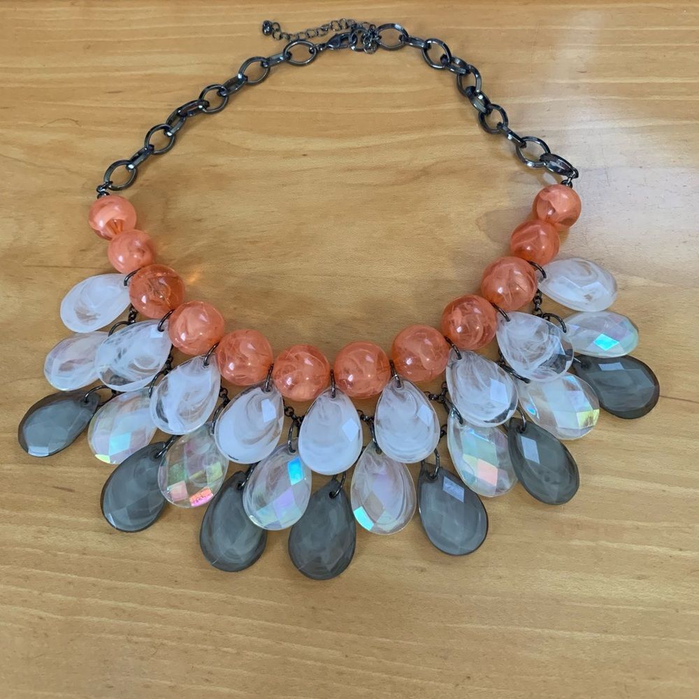 Multicolor Crystal Necklace w Lobster Clasp Closure